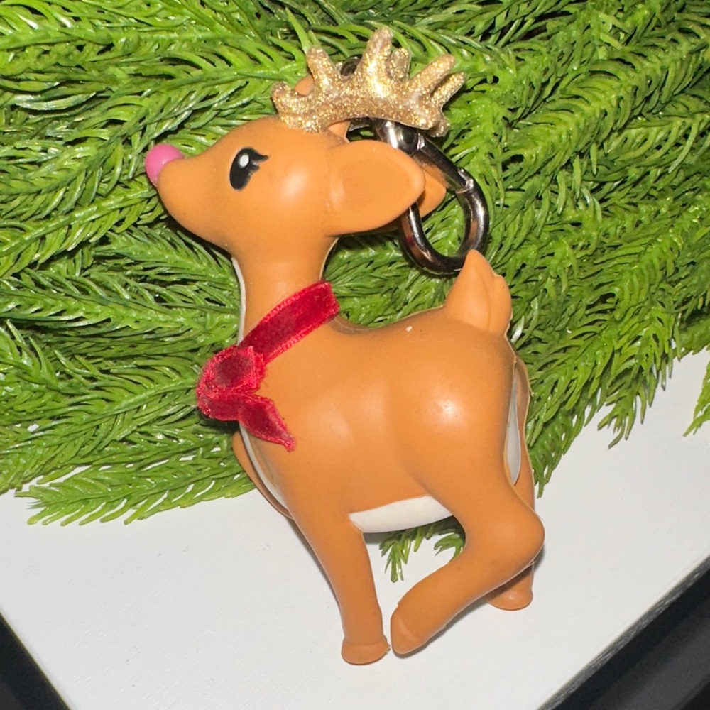 Reindeer with Bow Bath and Body Works PocketBac Holder with Gold Antlers